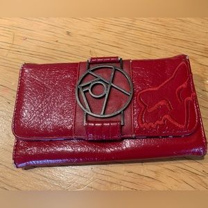Fox fold out wallet red leather